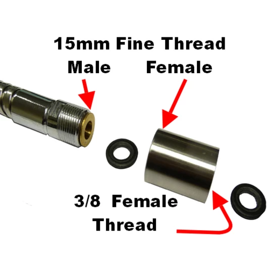 Byretech Steel Female-to-female Shower Hose Converter, 15mm To 3/8 Inch - BYSHC02 - Image 2