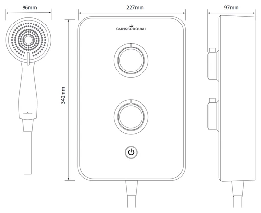 Gainsborough Slim Duo Electric Shower (Titamium Grey) 9.5kw - GSDTG95 - Image 7