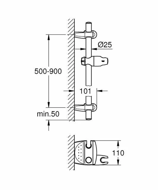 Grohe 28398 Movario 900Mm Shower Rail Chrome - 28398000 - Image 2