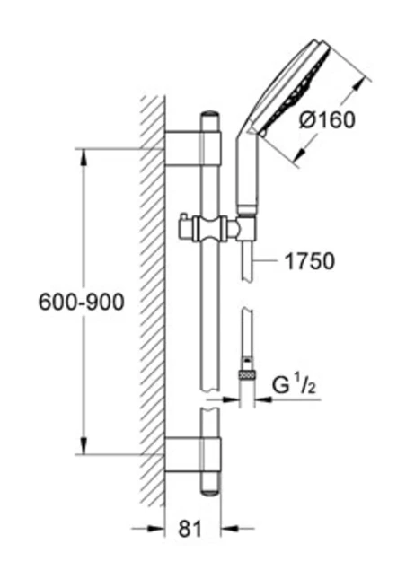 Grohe 28763 Cosmopolitan 160Mm Ev Shower Kit 4Sp 900Mm Relexa Rail. - 28763000