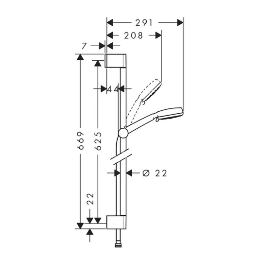 Hansgrohe Crometta 100 Vario Shower Rail Set (Chrome) - 26651400 - Image 2