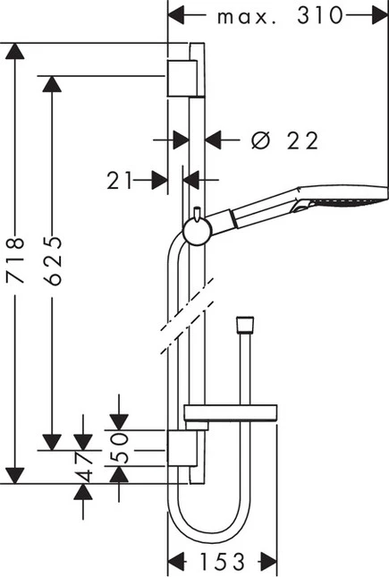 Hansgrohe Raindance Select S 120 U's Puro 65 White/Chrome Shower Kit - 26630400 - Image 2