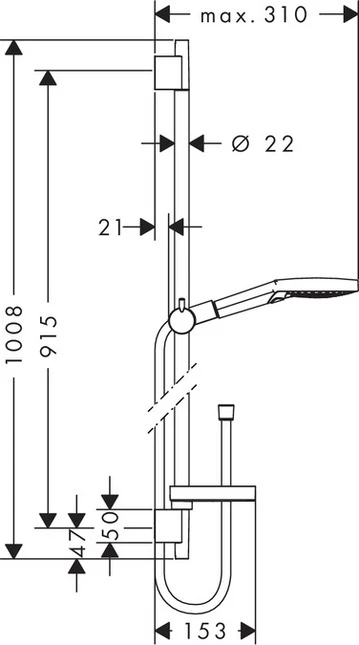 Hansgrohe Raindance Select S 120 U's Puro 90 White/Chrome Shower Kit - 26631400 - Image 2