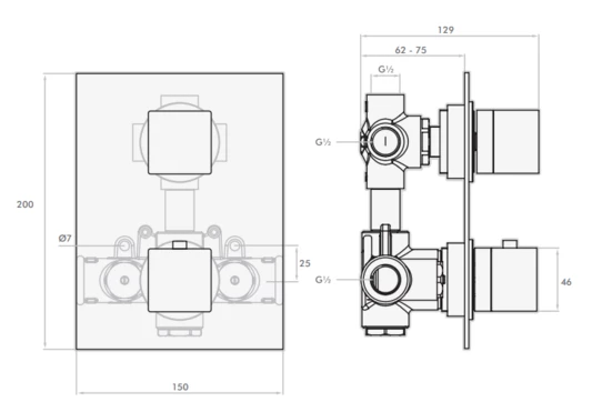 Inta Mio Thermostatic Concealed Shower (Dual Outlet) With Overhead Soak & Rinse Station - Mi80017cp - Image 2