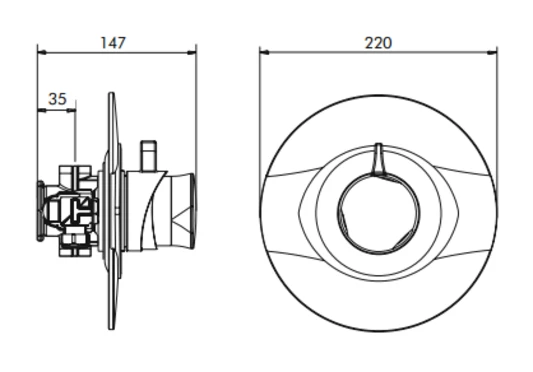Inta Mood Contemporary Concealed Dual Control Thermostatic Shower Valve - 90015Cp - Image 2