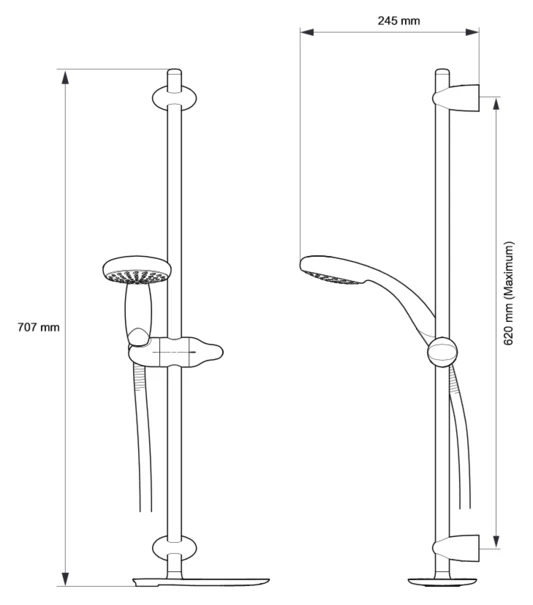 Mira Nectar Bath Shower Mixer Fittings Kit (Chrome) - 2.1703.390 - Image 2