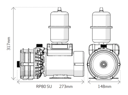 Salamander 2.4 Bar Single Universal Centrifugal Whole House And Shower Pump - Rp80su - Image 2