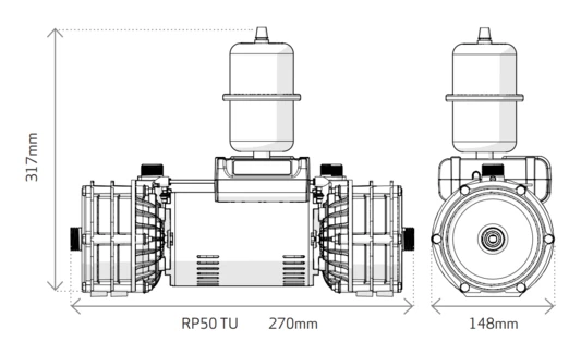 Salamander Right Pump 50 TU 1.5 Bar Twin Universal Centrifugal Shower And Bathroom Pump - RP50TU - Image 2