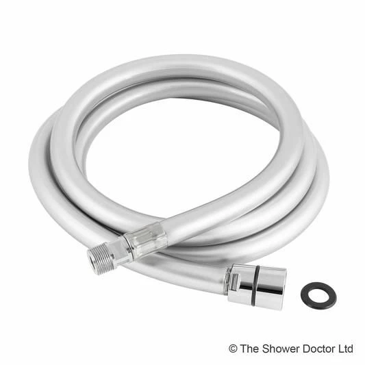 Crosswater Design Smooth Matt Silver PVC 1.47m Male To Female Shower Hose - R2808