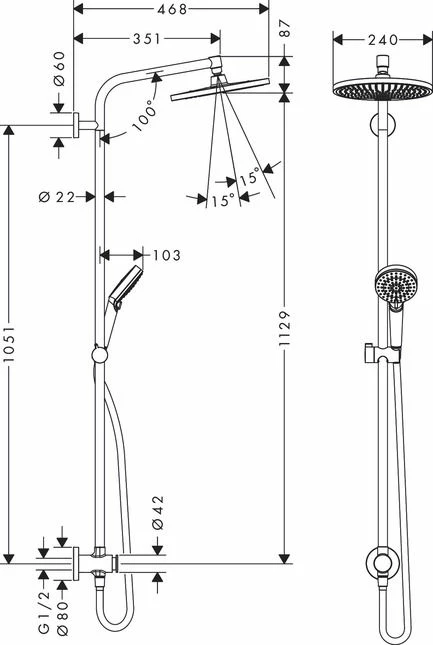Hansgrohe Crometta S 240 Shp Ecosm Chr Project - 27795000 - Image 2