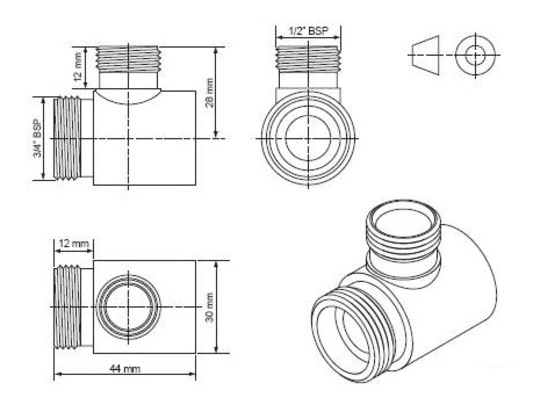 Triton Bar Mixer Fixings Exposed Pipework Chrome - Unbmxfixex - Image 3