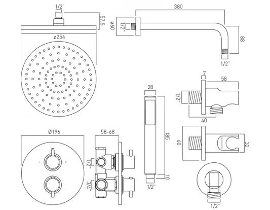 Vado Celsius Round Concealed 2 Outlet Thermostatic Shower Vavle - Wg-Celbox/4-C/P - Image 2