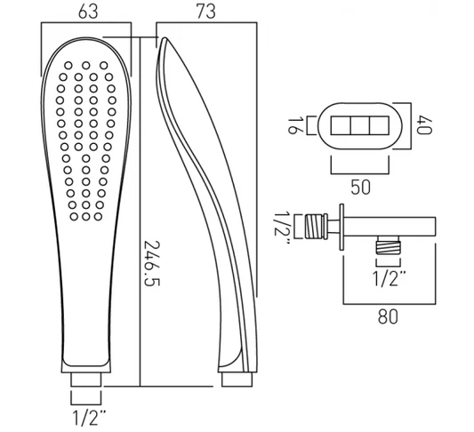 Vado Mini Wall Mounted Shower Kit With Hose, Bracket & Outlet - ENI-SFMKWO-W/C - Image 2