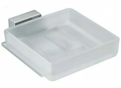 Vado Square Frosted Glass Soap Dish And Holder Wall Mounted : Chrome - Squ-182-C/P
