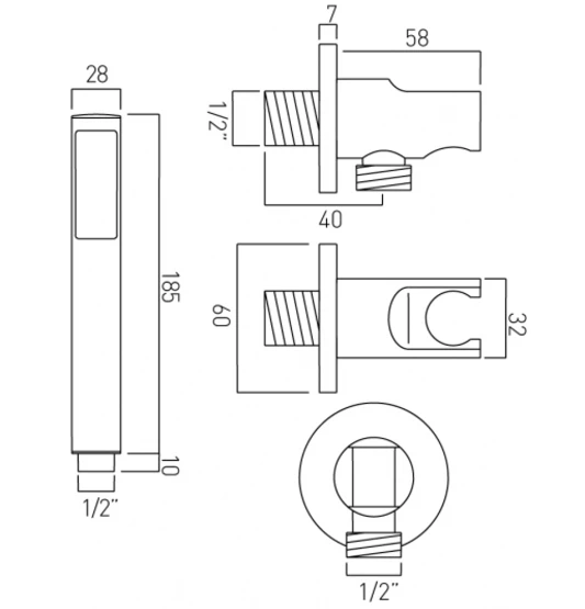 Vado Zoo Single Function Mini Shower Kit With 150Cm Shower Hose And Bracket With Integrated Outlet (Chrome) - Zoo-Sfmkwo-C/P - Image 2